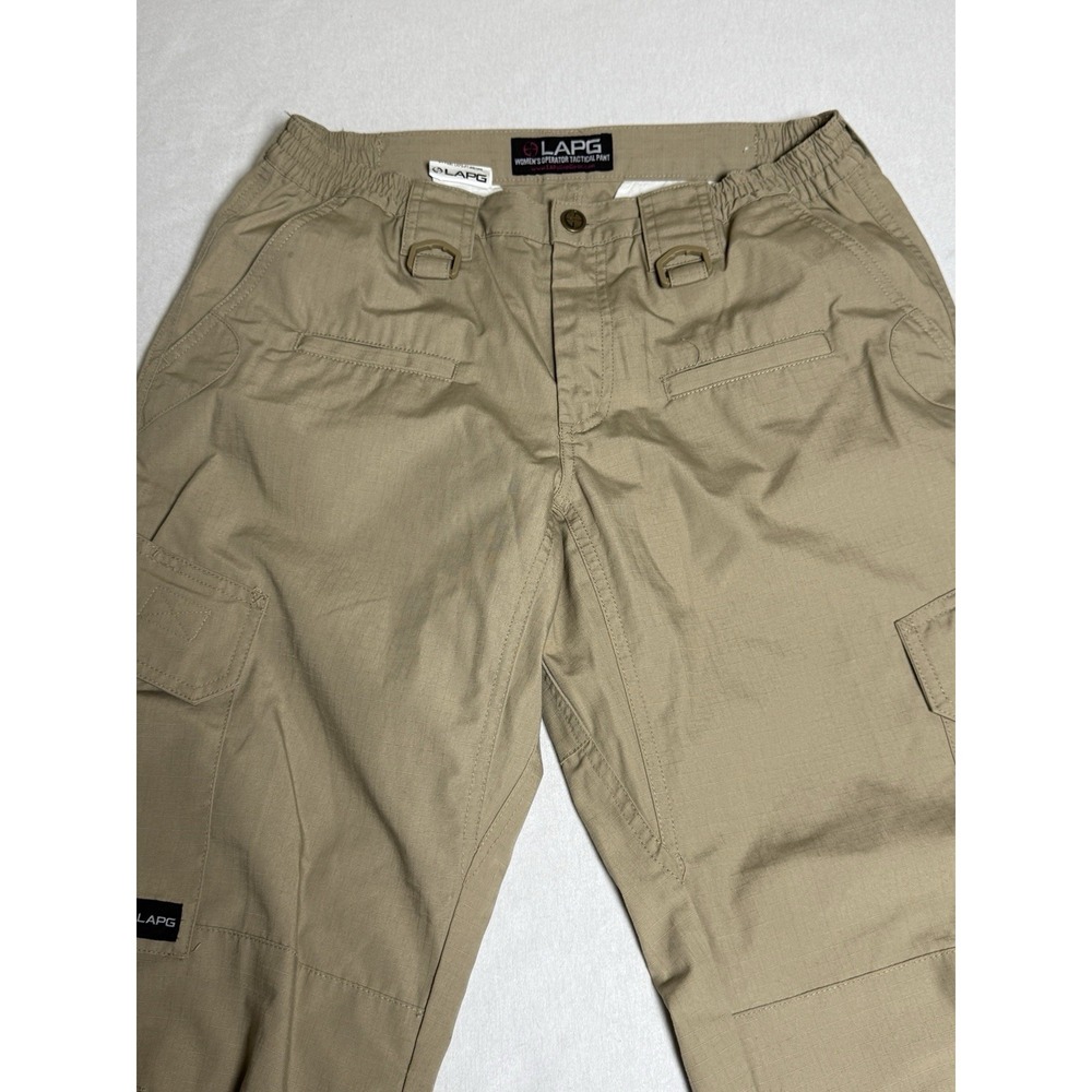 LAPG khaki Stretch Ops Tactical Pants cargo woman's fade resistant Size 8 long - Picture 2 of 16